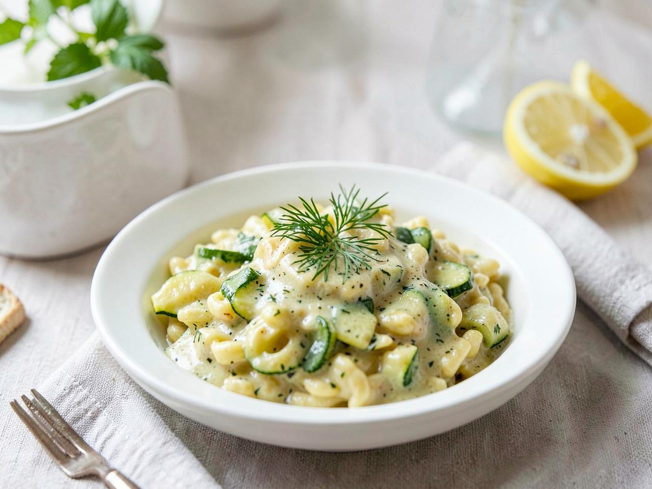 Keto laxpasta med zucchininudlar i krämig citronsås och dill
