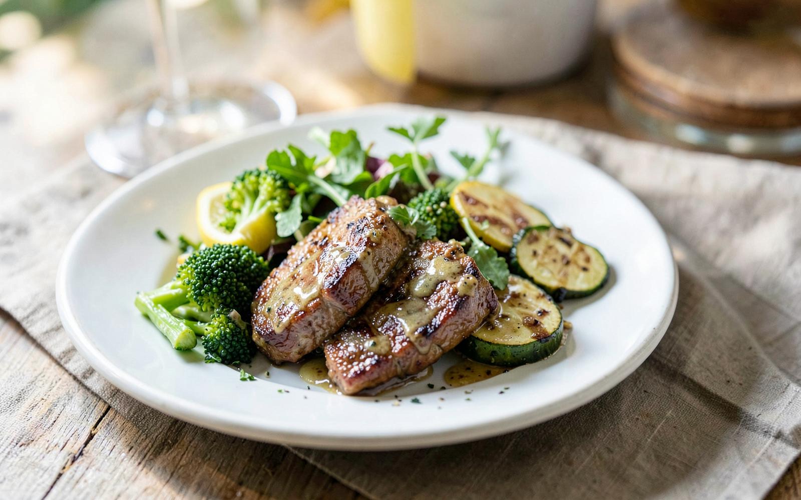 Keto middag för familjen – köttfärsbiffar, smörstekta grönsaker och sallad