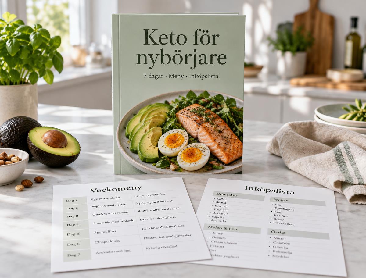 Illustration av Keto för nybörjare med veckomeny och inköpslista